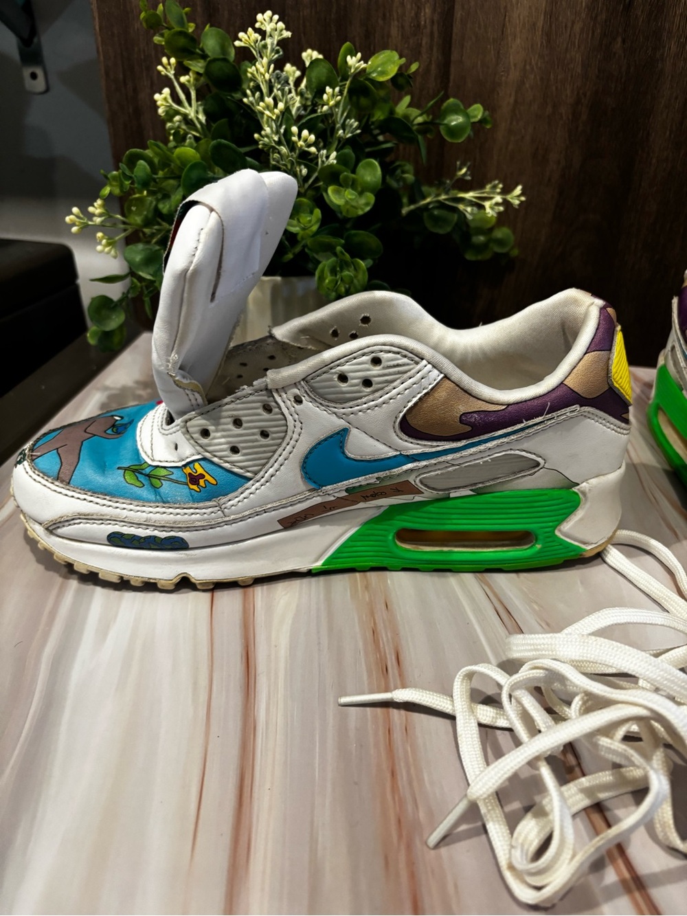 Nike White Teal Purple Green Graphic Low-Top Flats - Picture 7 of 16